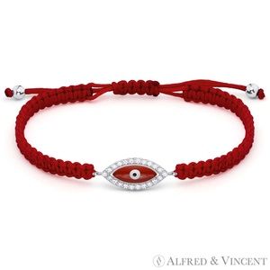 Evil Eye Macrame Bracelet in .925 Sterling Silver